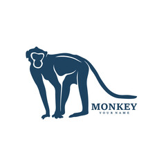 Monkey logo design vector. Silhouette Monkey Template Illustration. Icon Symbol