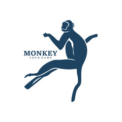 Monkey logo design vector. Silhouette Monkey Template Illustration. Icon Symbol