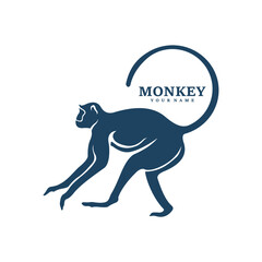 Monkey logo design vector. Silhouette Monkey Template Illustration. Icon Symbol