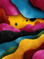Abstract colorful textured paper background with vibrant layered shapes and patterns
