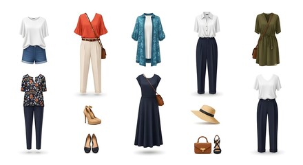 Stylish Women's Summer Fashion Outfits Dress, Shirt, Pants Combinations