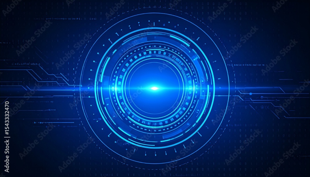 Aufkleber futuristic and technological abstract with glowing blue circles and lines, symbolizing the interconn