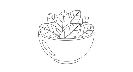 Bowl of leafy greens vector illustration for healthy eating and vegetarian lifestyle diet on transparent background