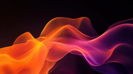 Obraz premium Abstract flowing shapes in vibrant orange and purple hues against a dark background