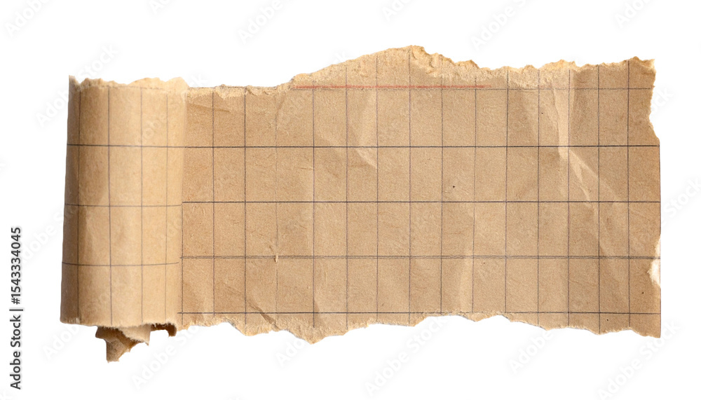Poster a tattered paper scroll with a grid pattern, ready for creative use and vintage feel. the old paper 