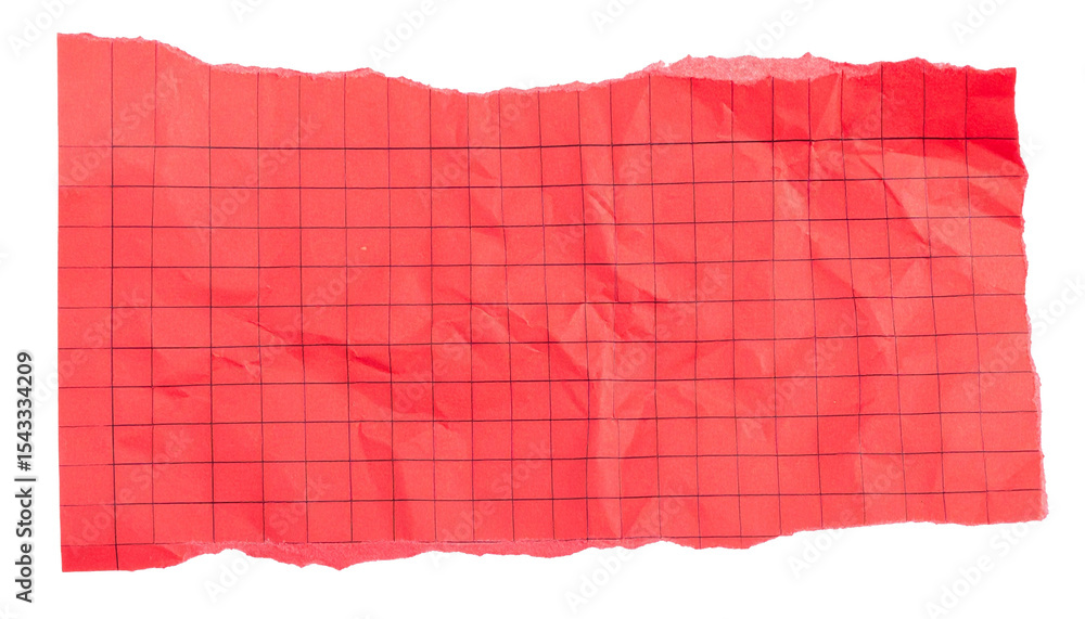Poster torn red grid paper with texture
