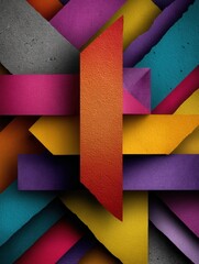 Vibrant Geometric Abstract Composition with Colorful Foam Blocks and Textured Surfaces