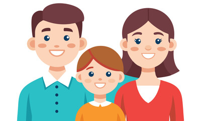 Happy family portrait illustration isolated on white background