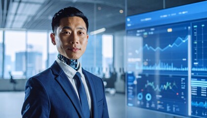 Fototapeta premium A business person looking at the future of AI