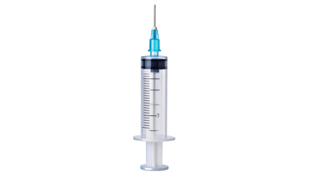  Medical Syringe with Scale Marks and Plunger, Transparent Tool for Injections, Isolated on Transparent Background PNG