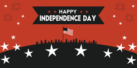 Happy Independence Day Celebrate Freedom with Fireworks, Stars, and Patriotism