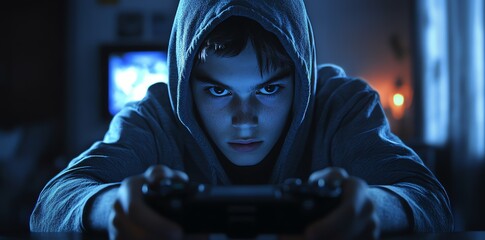 A casual gaming session at home where a boy
