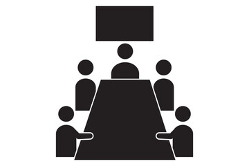 Meeting room icon. Conference symbol modern, simple, vector, icon for website design. Board room members sitting around a table icon. 