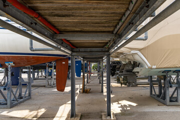 Yacht renovation in the port of Punat in Croatia on the island of KRK, exclusive yachts of wealthy...
