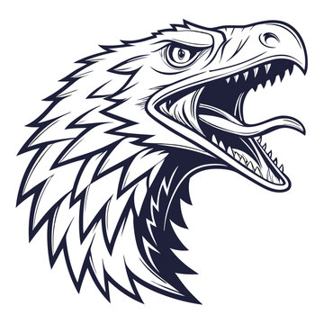 Powerful raptor head in aggressive stance