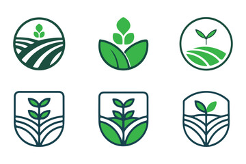 set of agriculture green agro farm logo icon vector illustration on white background