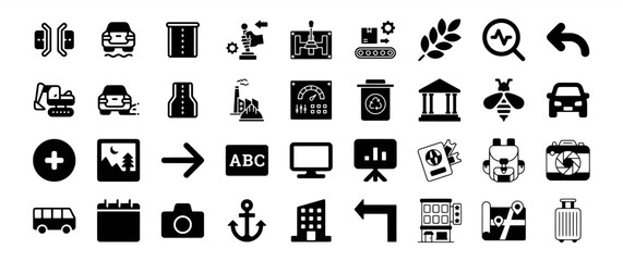 Bundle 60 Black Glyph Icon Collection Transportation Travel Business