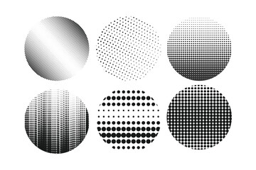 Set of gradient halftone dots backgrounds, horizontal templates using halftone dots pattern