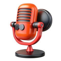 Fototapeta premium 3d vintage microphone orange and black on transparent background