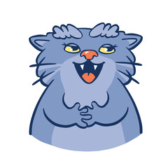 Sticker manul laughs happy color vector