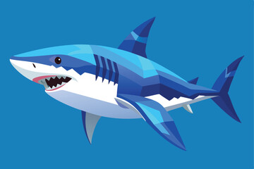 powerful great white shark painted in vibrant