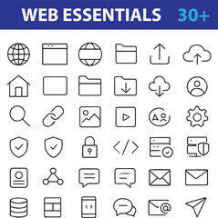 Web Essentials Line Icons Set , Editable Vector Symbols for Internet, UI/UX, SEO, and Digital Interfaces

