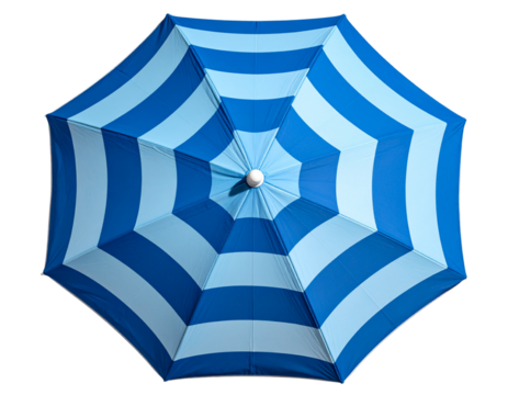Blue and Light Blue Striped Octagonal Beach Umbrella Top View  PNG