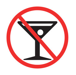 No Cocktails Allowed Sign - Prohibition Symbol for Drinks
