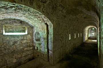 Fort Doss Fornas: corridor to the officers' quarters and warehouses. Valsorda, Monte Vigolana,...