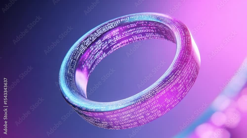 Poster abstract futuristic ring design: a captivating view of a stylized ring, reflecting a mesmerizing ble
