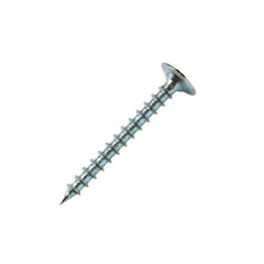 Silver countersunk screw, diagonal style, for construction, isolated on transparent background
