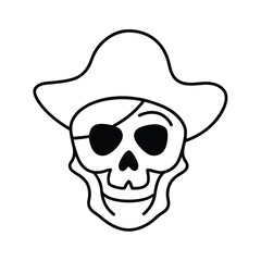 hand drawn skull pirate vector art
