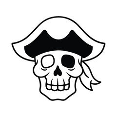 hand drawn skull pirate vector art