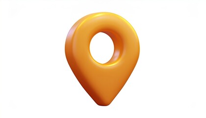  3d orange location pin icon with glossy surface isolated on white background for map interface, mobile app, gps navigation symbol, web design, or branding graphic