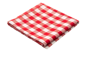  Red and White Gingham Checkered Napkin Isolated