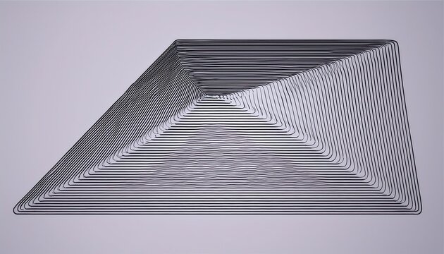  abstract 3d optical line art shape with symmetrical black contour loops on gradient violet background for modern web design, branding, poster, or tech cover use