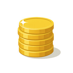Golden coin stack with light reflection on Transparent Background