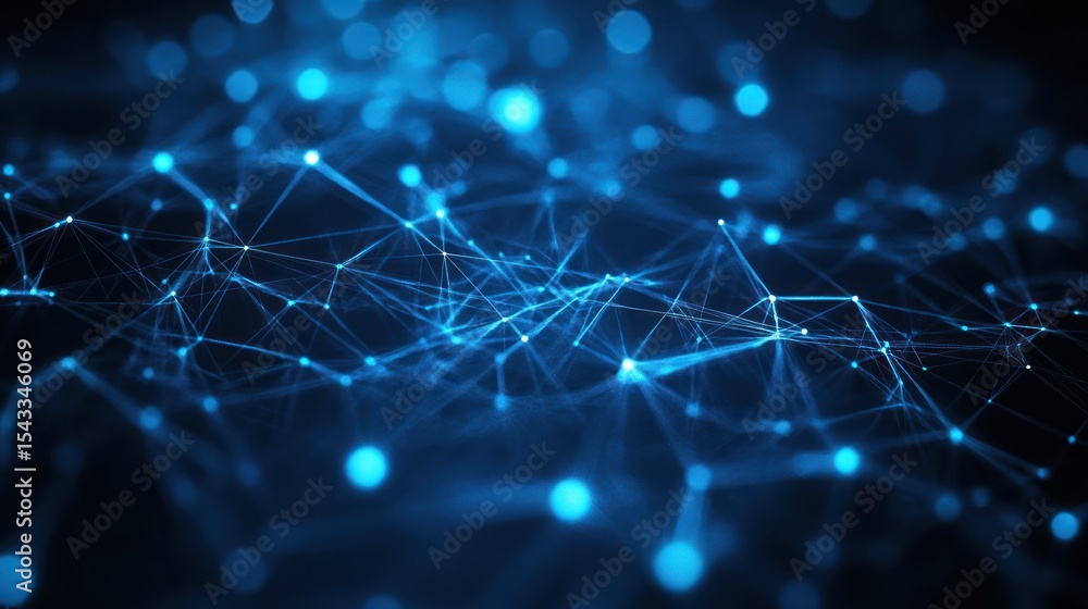 Aufkleber abstract network of interconnected points and lines in blue