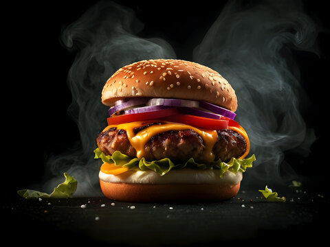 Delicious beef buger with cheese 