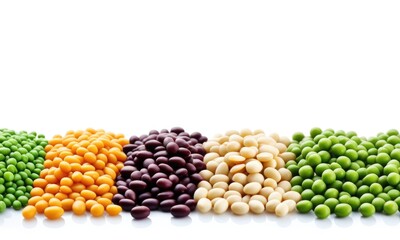 Fototapeta premium Colorful assortment of mixed beans on white background