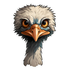 Fototapeta premium Intense Ostrich Portrait. Close up Vector Illustration of Bird Head