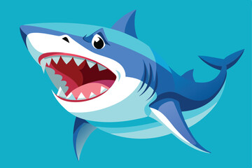 vibrant watercolor illustration of a fierce shark