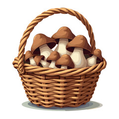 Basket Full of Fresh Mushrooms, a Natural Harvest Illustration for Food and Cooking Concepts