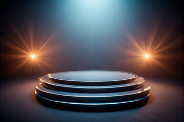 empty podium with light ray