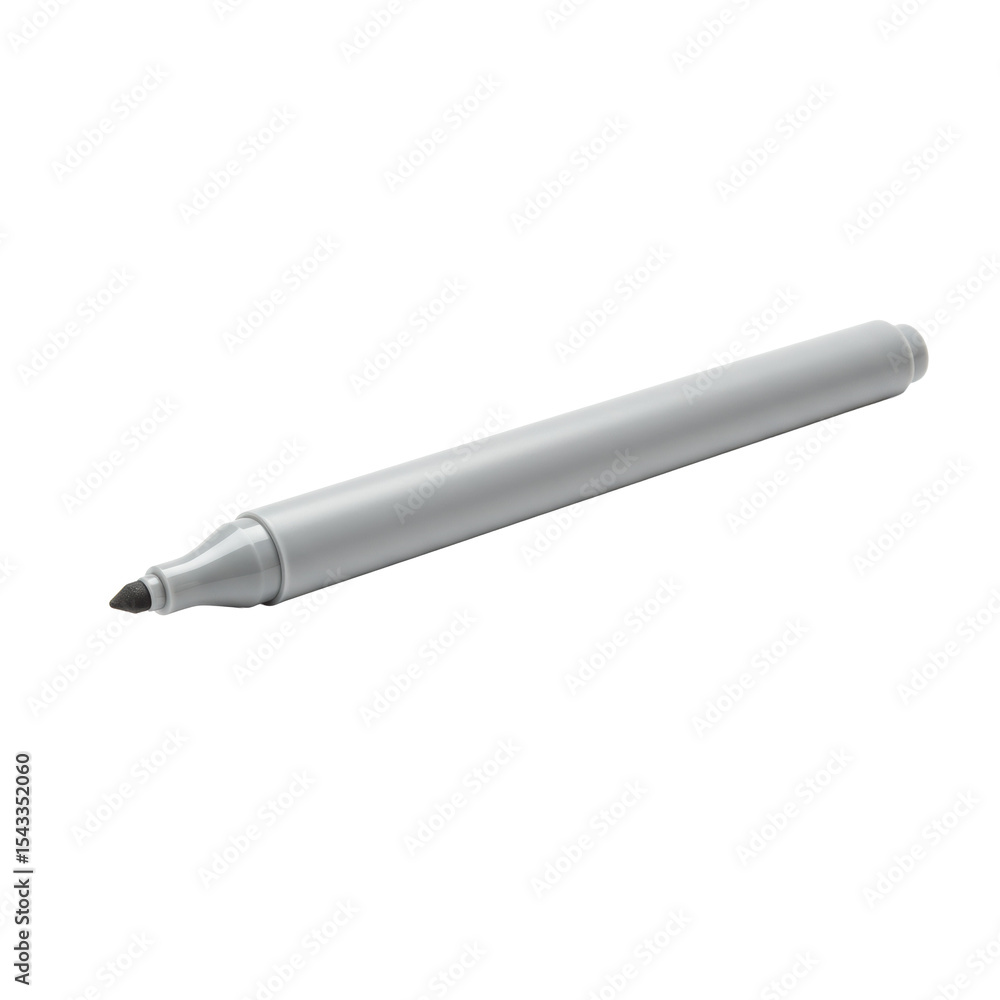 Aufkleber a pristine neutral grey dual-tip art marker with fine bullet and broad chisel tips, horizontally pla