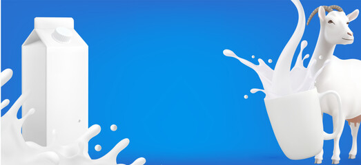 Products from farm Goat splash milk form like design elements 3d vector design element, Mesh gradient wes