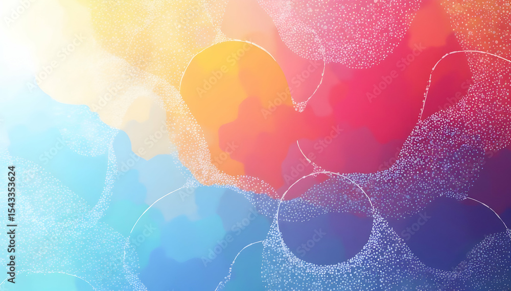 Poster colorful abstract painting with circles and dot patterns
