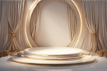 golden spotlight on stage podium background