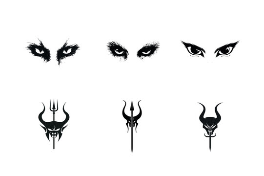 Evil eyes and devilish trident designs set