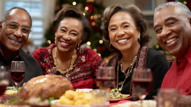 Christmas Dinner Moments: A joyful and heartwarming Christmas dinner, a time of year that is synonymous with family, where people gather to share stories, laughter.